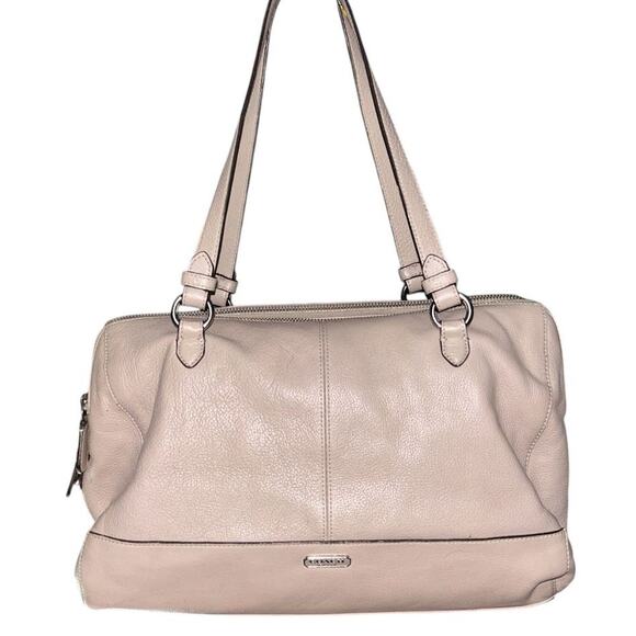 Coach 3 Zip Vermillion Gray Leather Purple Lining Katheryn Satchel Bag F31324 - Picture 1 of 11